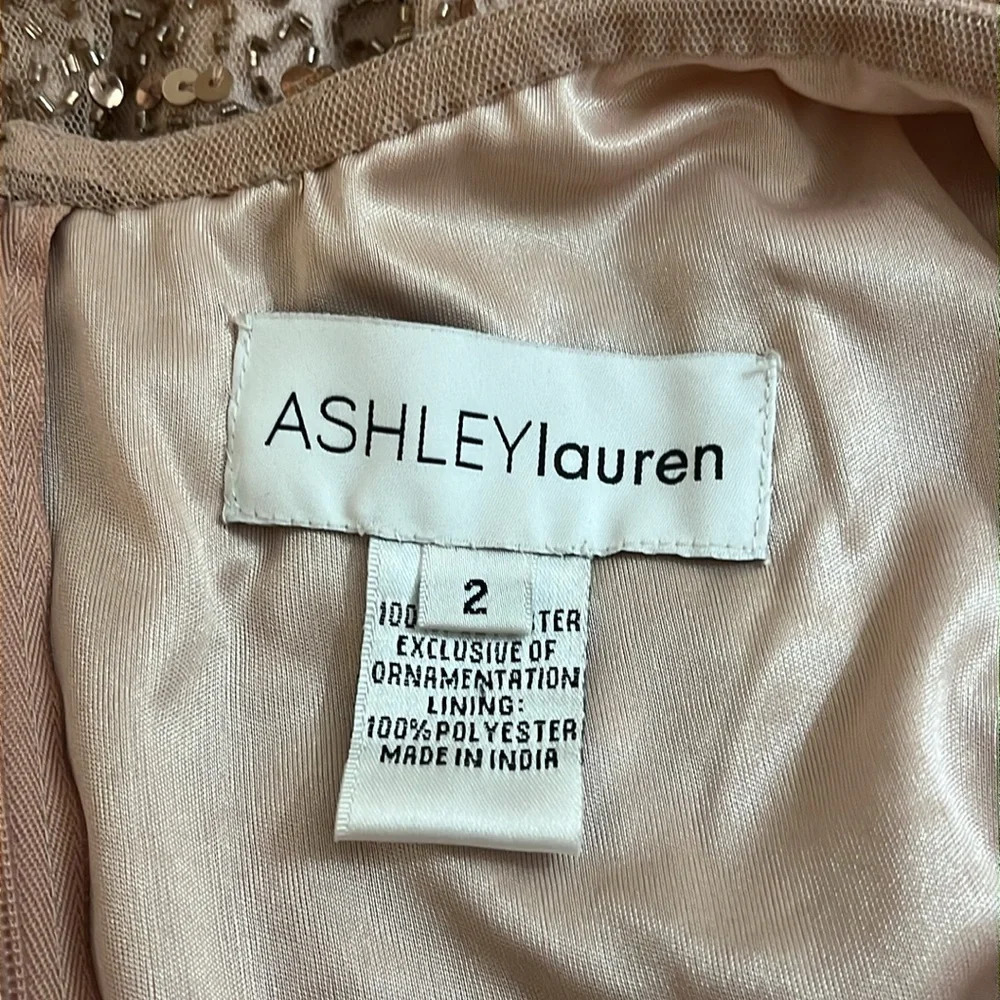 Ashley Lauren | Blush Pink fit n flare beaded & sequins Women’s size 2 sparkly - Picture 9 of 12